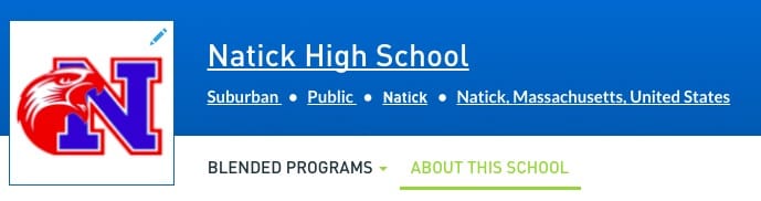 Natick High School Blended Learning Profile Header