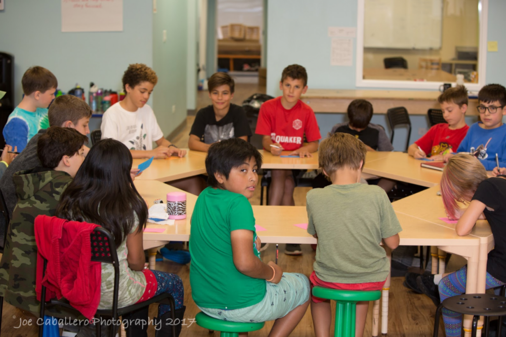 A student-led Socratic discussion at Greenfields Academy. 